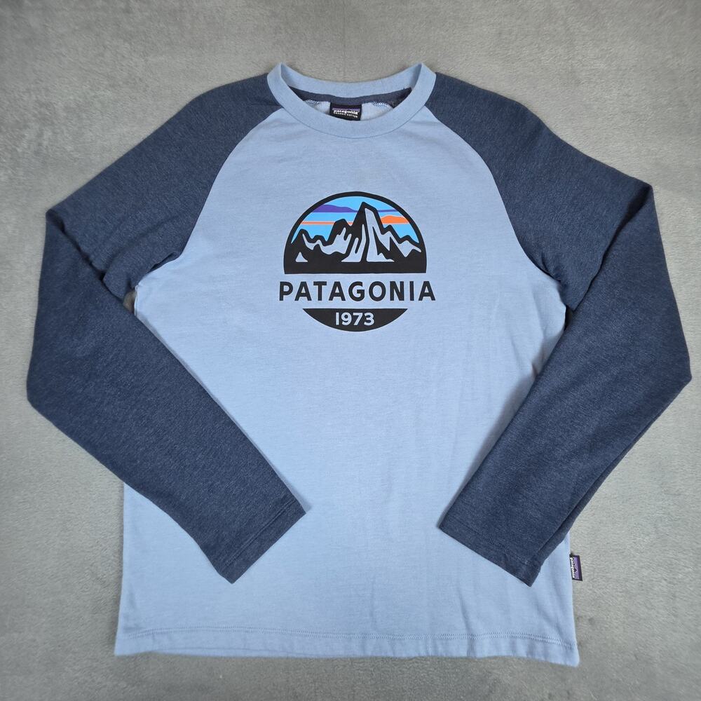 Patagonia 1973 Logo Long Sleeve Raglan T Shirt Men's Medium Organic Cotton